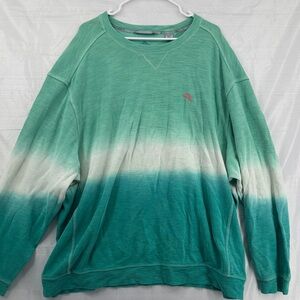 Tommy Bahama Green and White Gradient Crewneck Sweater